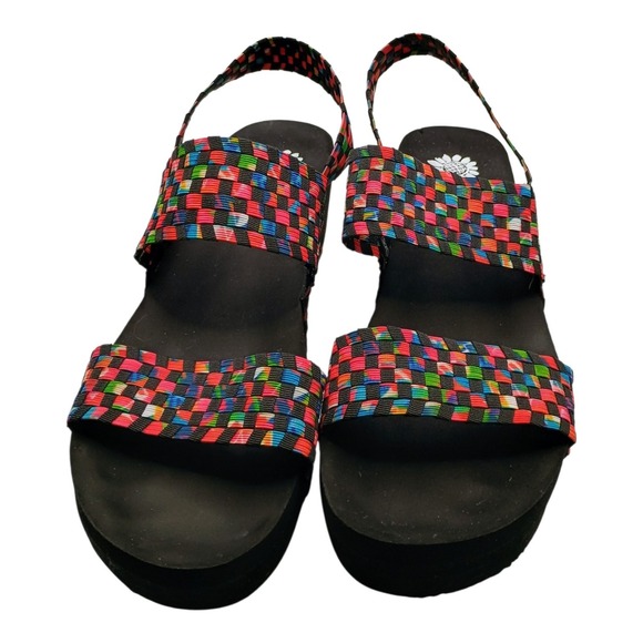 Yellow Box Shoes - Yellow Box Women's Wedge Sandal Woven Fabric Multicolor Straps Comfort Size 11